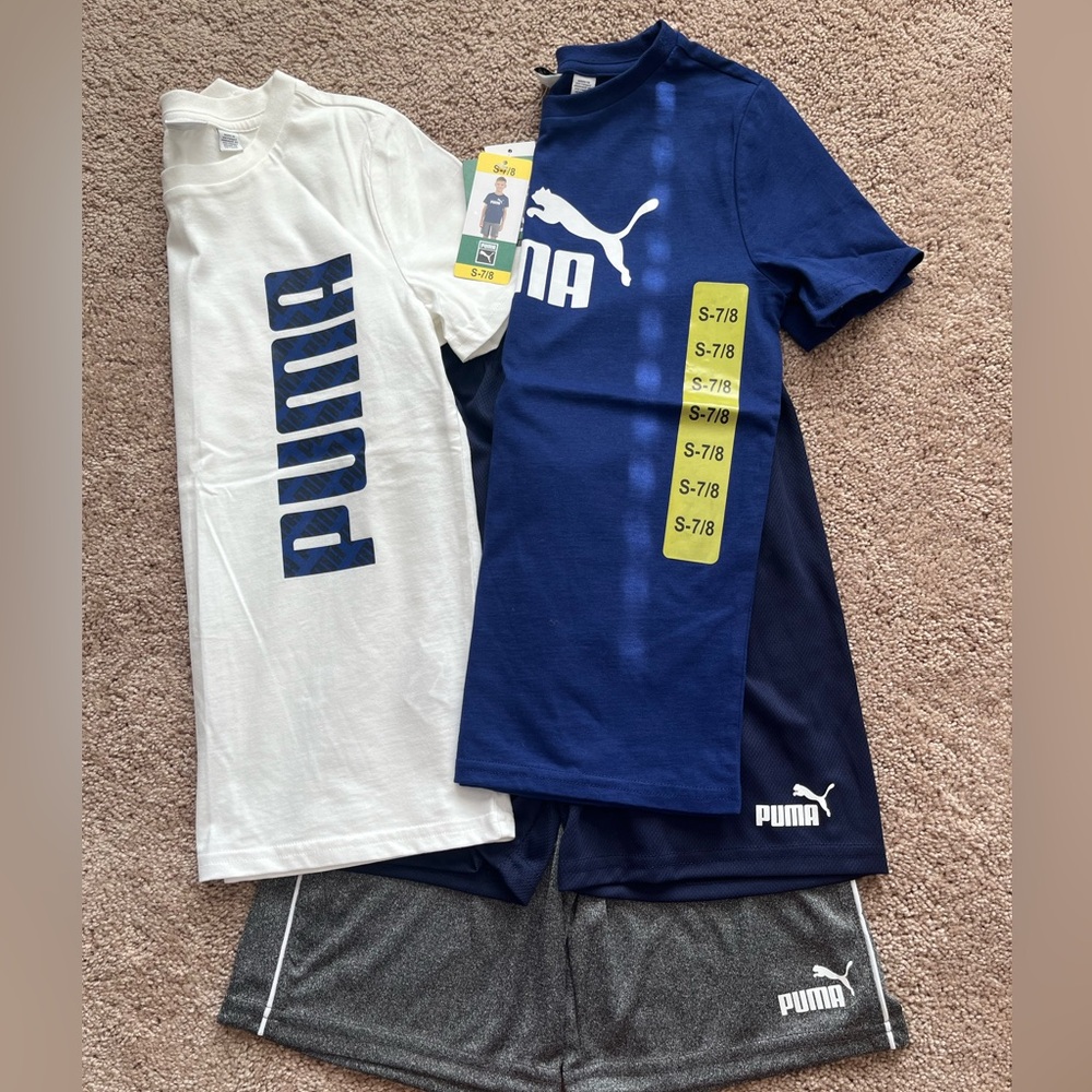 NWT Boys Puma Set 2 Tops / 2 Shorts Size S(7/8)